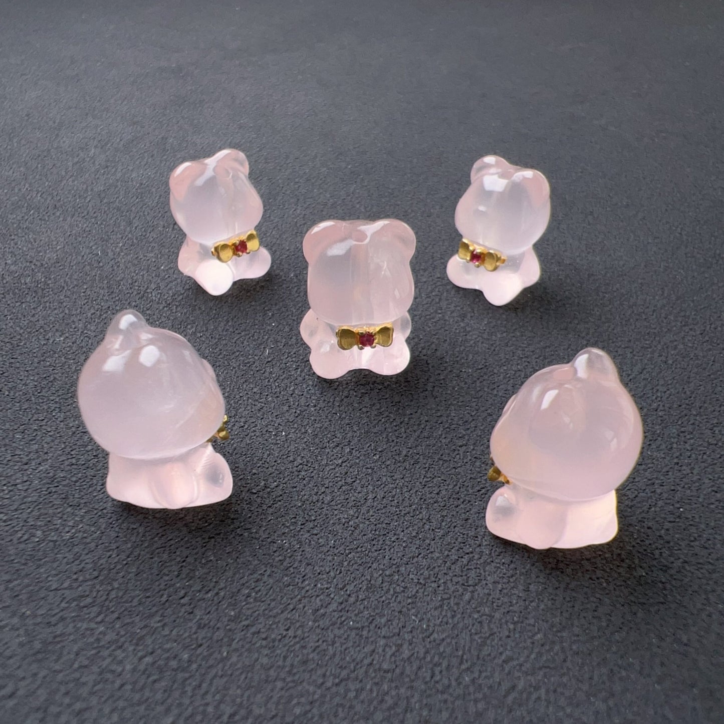 Natural Rose Quartz Bear Charms For Diy Jewelry | Cute Parts | Healing Crystal Accessories