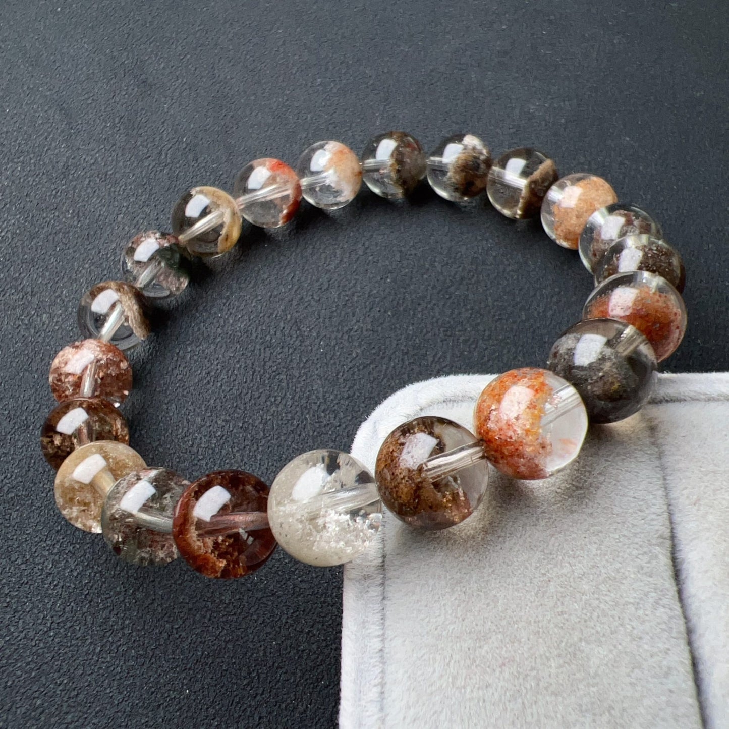 Healing Assorted Phantom Quartz Bracelet 9.2Mm | Natural Crystal Beads Cornucopia | Handmade Gemstone Jewelry