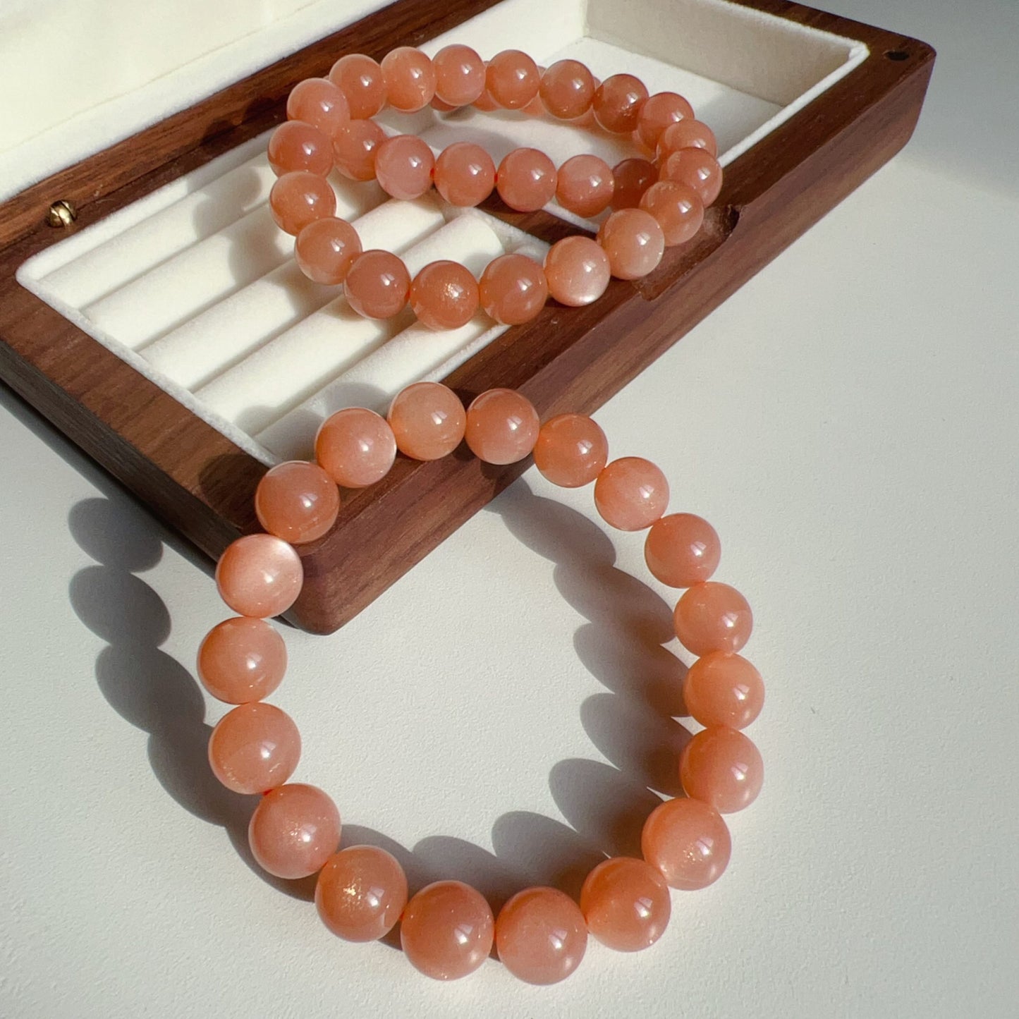 Natural Peach Moonstone Bracelet | 10Mm Crystal Beads | Emotional Healing Gemstone For Balance And Serenity