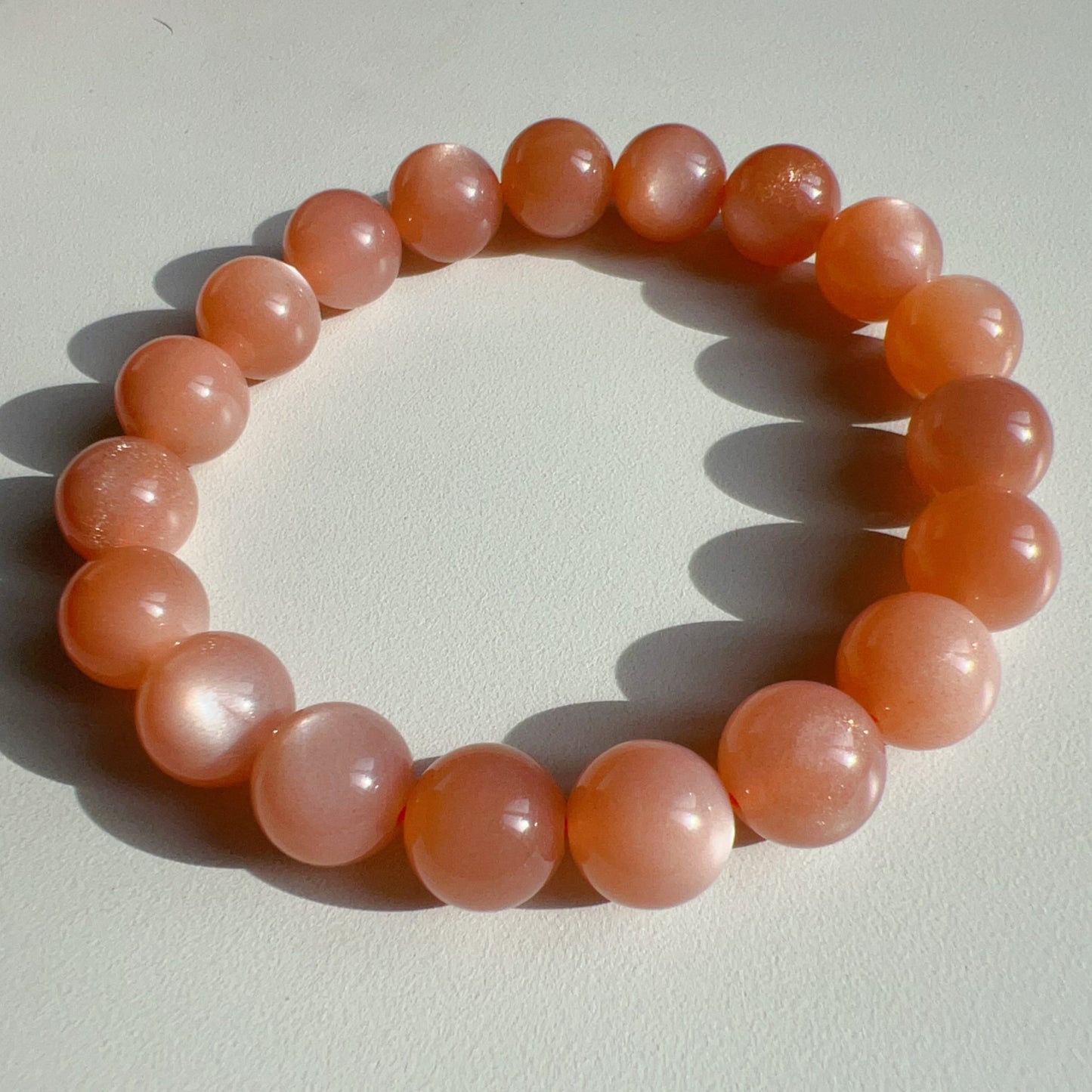 Natural Peach Moonstone Bracelet | 10Mm Crystal Beads | Emotional Healing Gemstone For Balance And Serenity