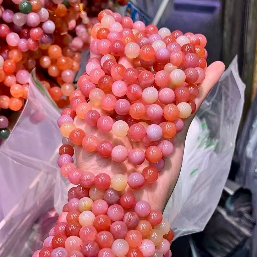 10Mm+ Natural Yanyuan Agate Bracelet – Red Hues Design For Emotional Balance And Confidence
