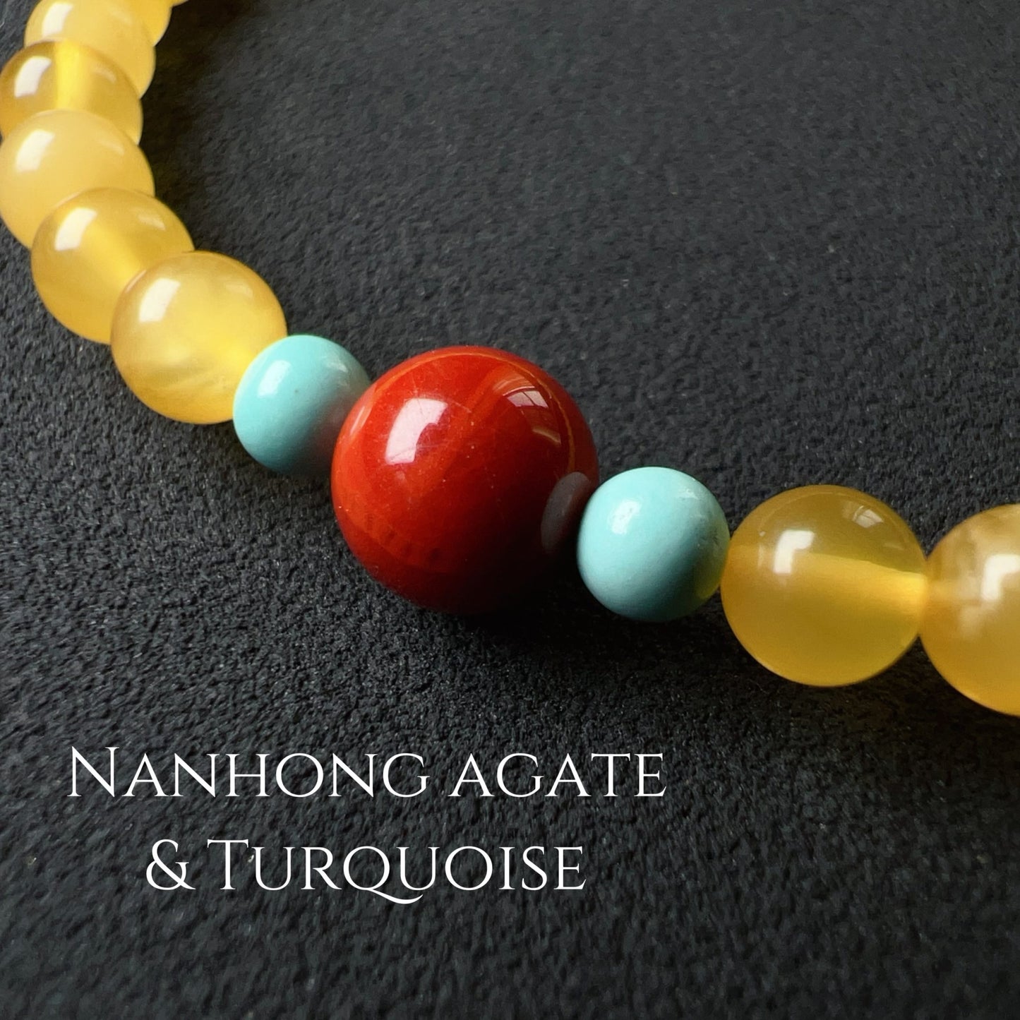 One-Of-A-Kind Amber Bracelet With Turquoise And Nanhong Agate – Handmade Jewelry