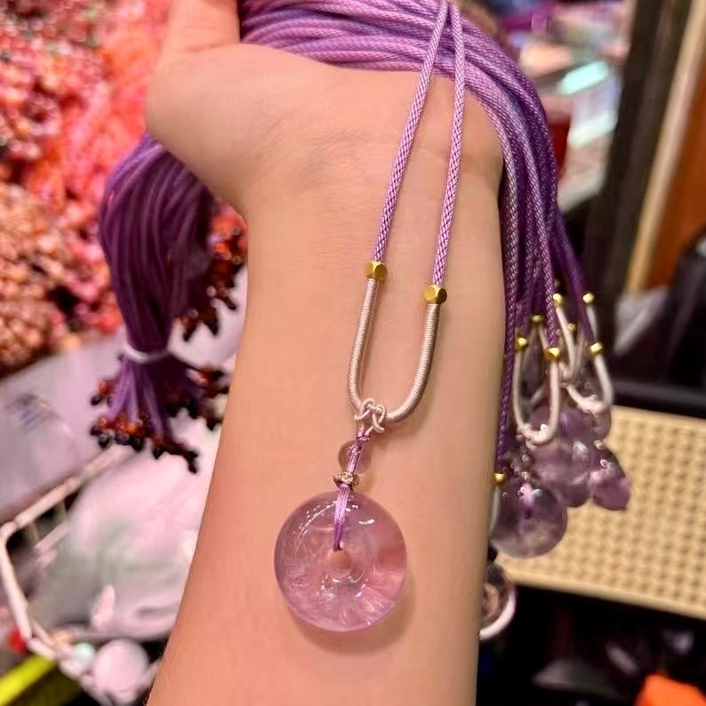 25Mm Lavender Dream Amethyst Donut Necklace – Handmade Braided Spiritual Healing Jewelry