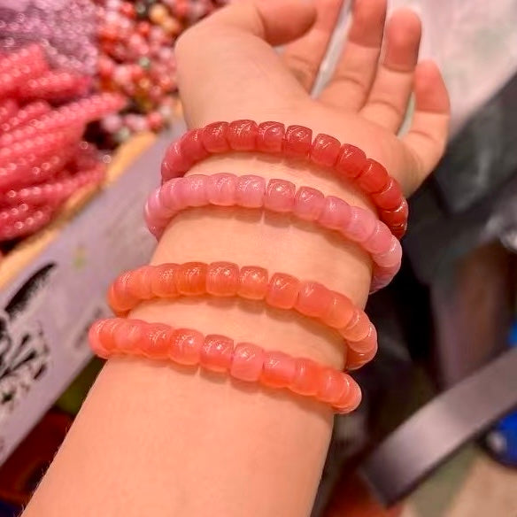 8Mm+ Natural Yanyuan Agate Drum Beads Bracelet – Emotional Balance And Spiritual Growth Jewelry