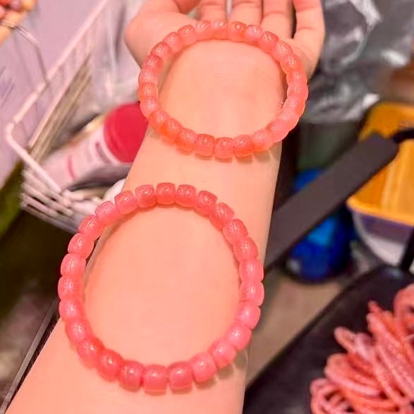 8Mm+ Natural Yanyuan Agate Drum Beads Bracelet – Emotional Balance And Spiritual Growth Jewelry