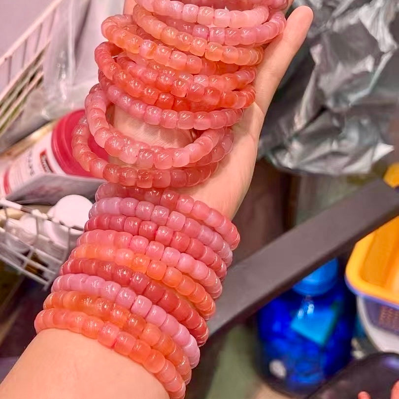 8Mm+ Natural Yanyuan Agate Drum Beads Bracelet – Emotional Balance And Spiritual Growth Jewelry