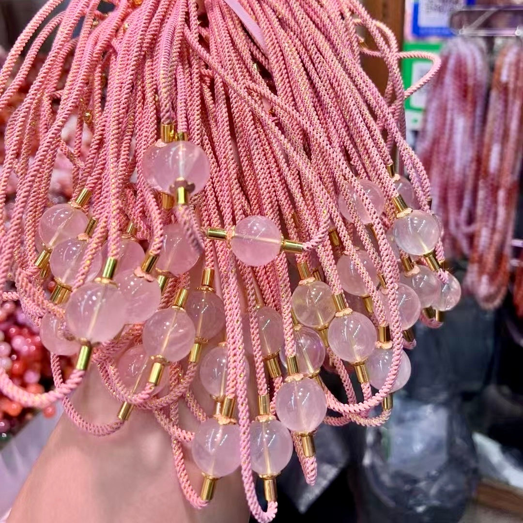 17Mm+ Natural Rose Quartz Handmade Adjustable Rope Necklace – Artisan Jewelry For Love And Healing