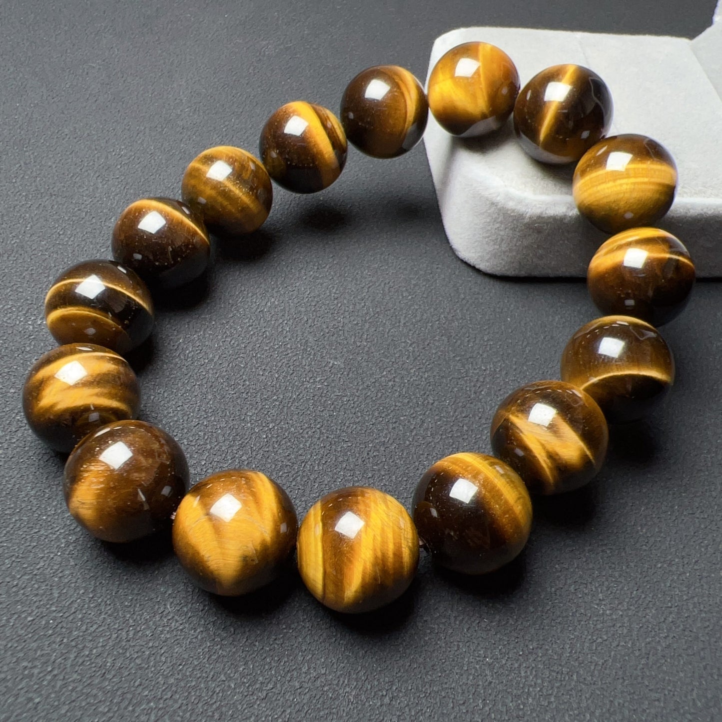 Energizing Brown Tiger Eye Bracelet | 14Mm Healing Stone Beads | Boost Your Spirit & Elevate Your Style With Natural Gemstone Jewelry