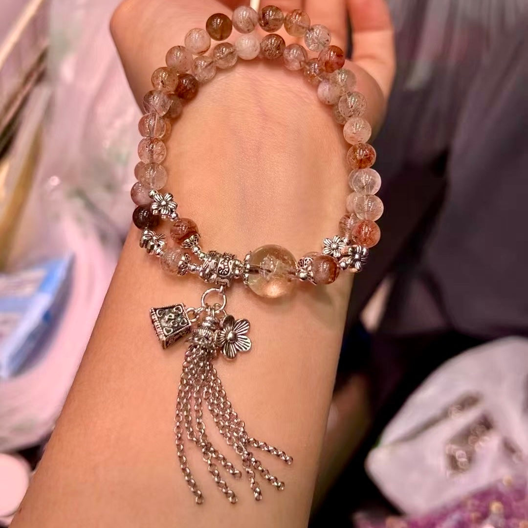6Mm+ Custom-Designed Double Wrap Black Gold Super Seven Bracelet