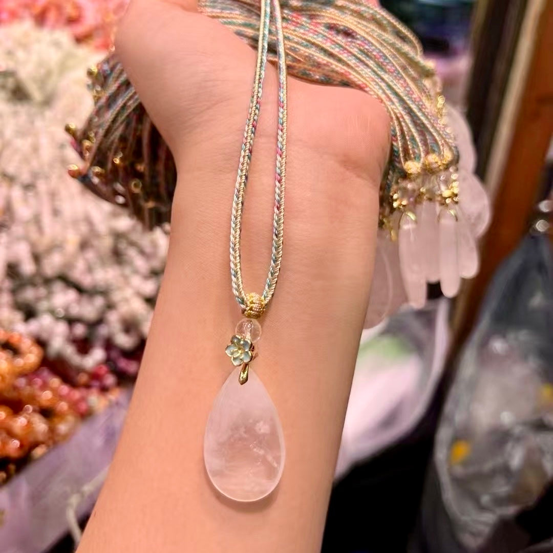 Natural Clear Quartz Waterdrop Pendant Necklace – Enhance Clarity & Mental Focus