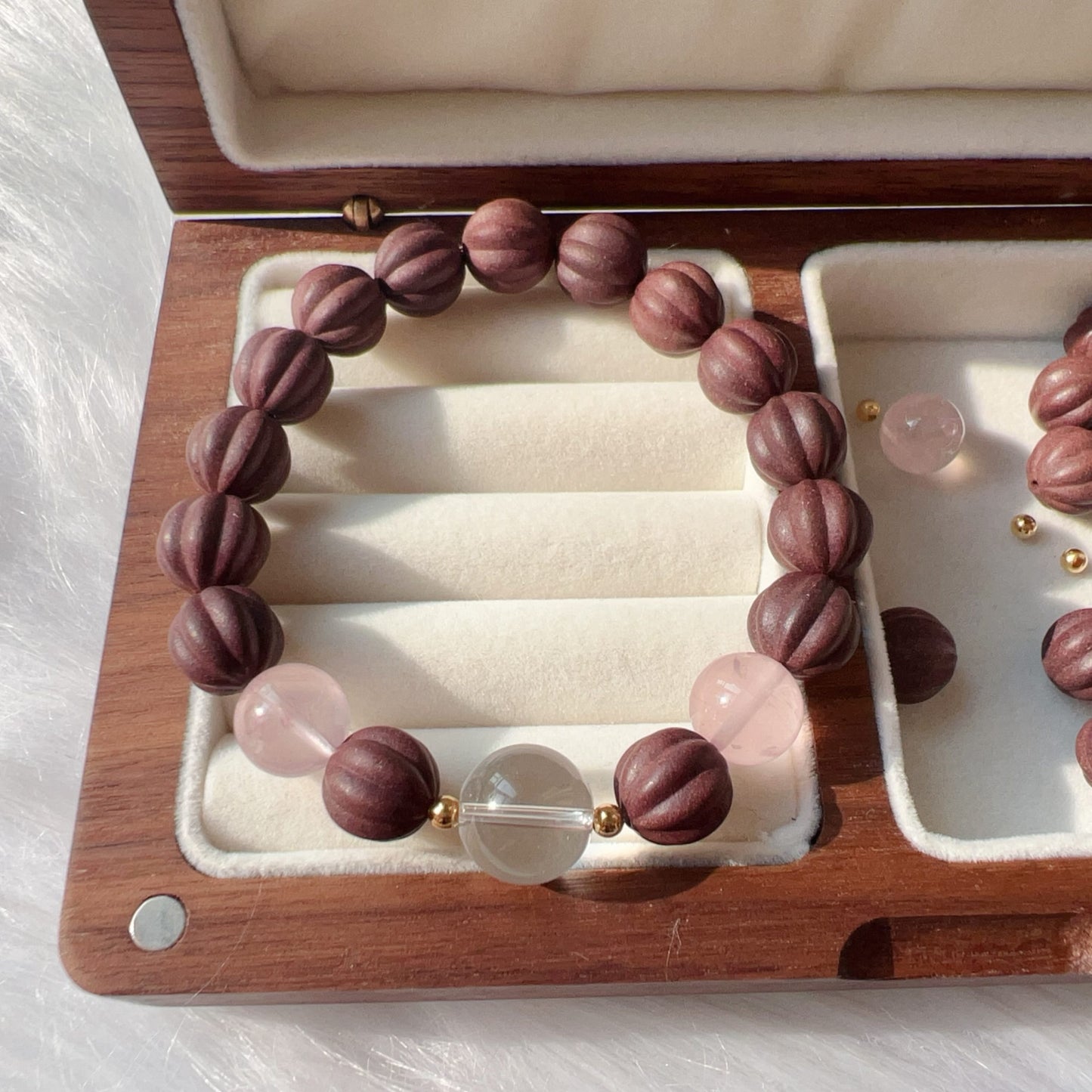 Rose Aroma Stress Relief Healing Bracelet With Clear Quartz, Rose Quartz For Liver Detox And Emotional Balance