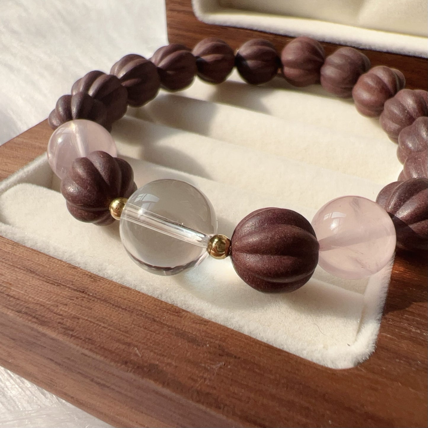 Rose Aroma Stress Relief Healing Bracelet With Clear Quartz, Rose Quartz For Liver Detox And Emotional Balance