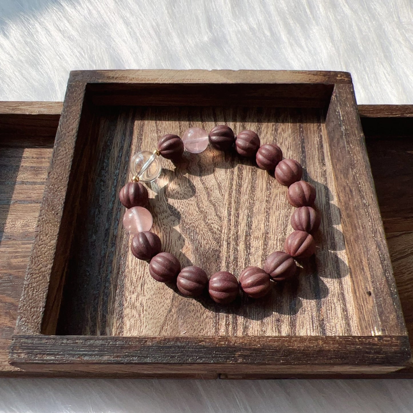 Rose Aroma Stress Relief Healing Bracelet With Clear Quartz, Rose Quartz For Liver Detox And Emotional Balance