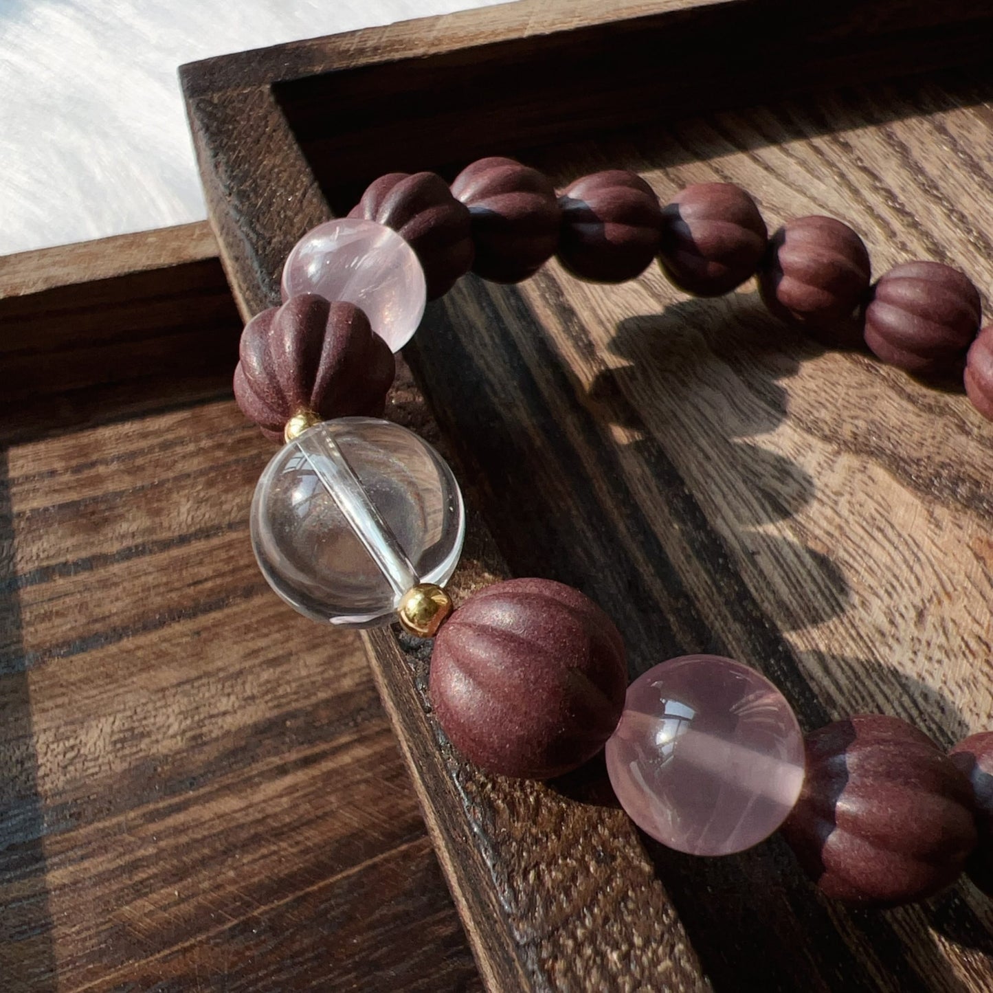 Rose Aroma Stress Relief Healing Bracelet With Clear Quartz, Rose Quartz For Liver Detox And Emotional Balance