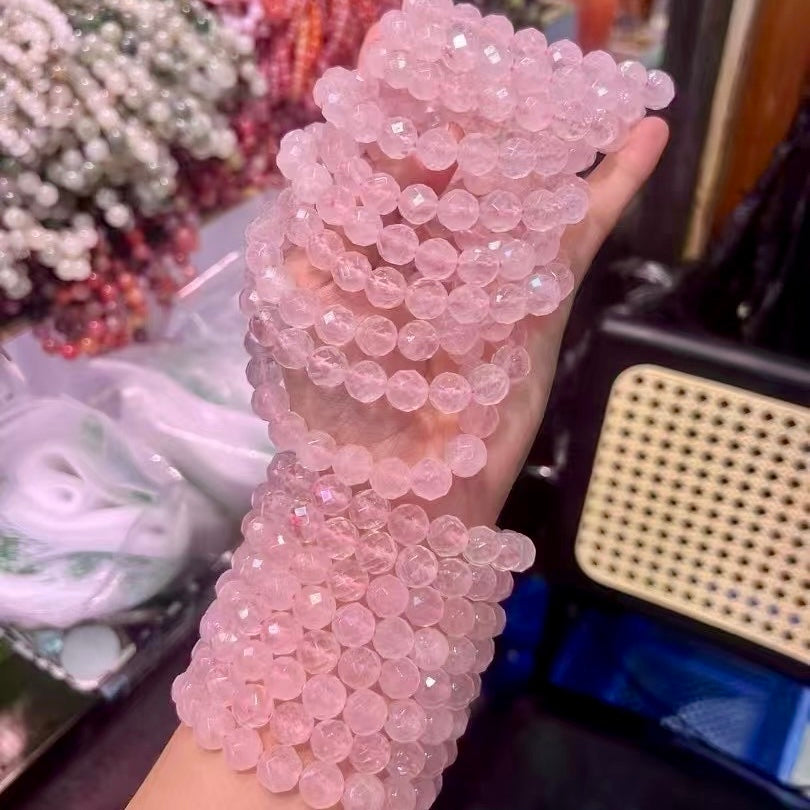 Faceted Rose Quartz Diamond Shine Bracelet – 10Mm+ Stones For Love, Harmony & Relationships