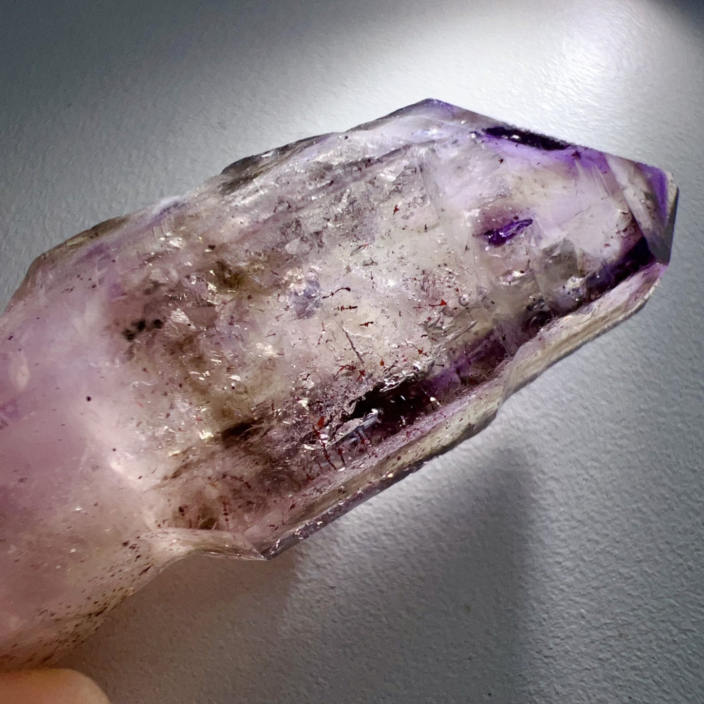 Genuine Super Seven Crystal Rough Stone 17.3G | Rare Perfect Scepter Shape | Healing Pocket Stone With Amethyst, Clear Quartz, Smoky Quartz, Cacoxenite, Rutile, Goethite, And Lepidocrocite