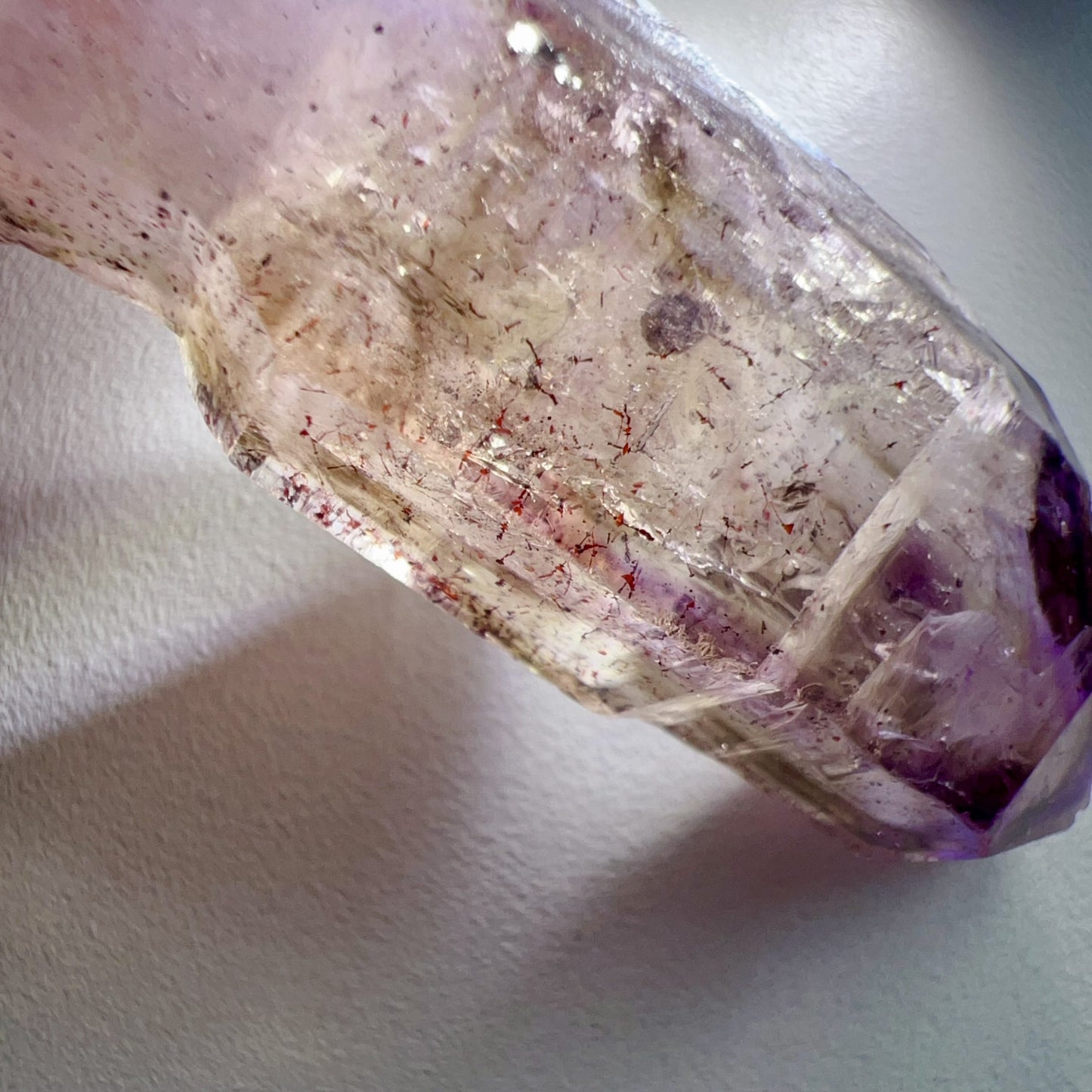 Genuine Super Seven Crystal Rough Stone 17.3G | Rare Perfect Scepter Shape | Healing Pocket Stone With Amethyst, Clear Quartz, Smoky Quartz, Cacoxenite, Rutile, Goethite, And Lepidocrocite