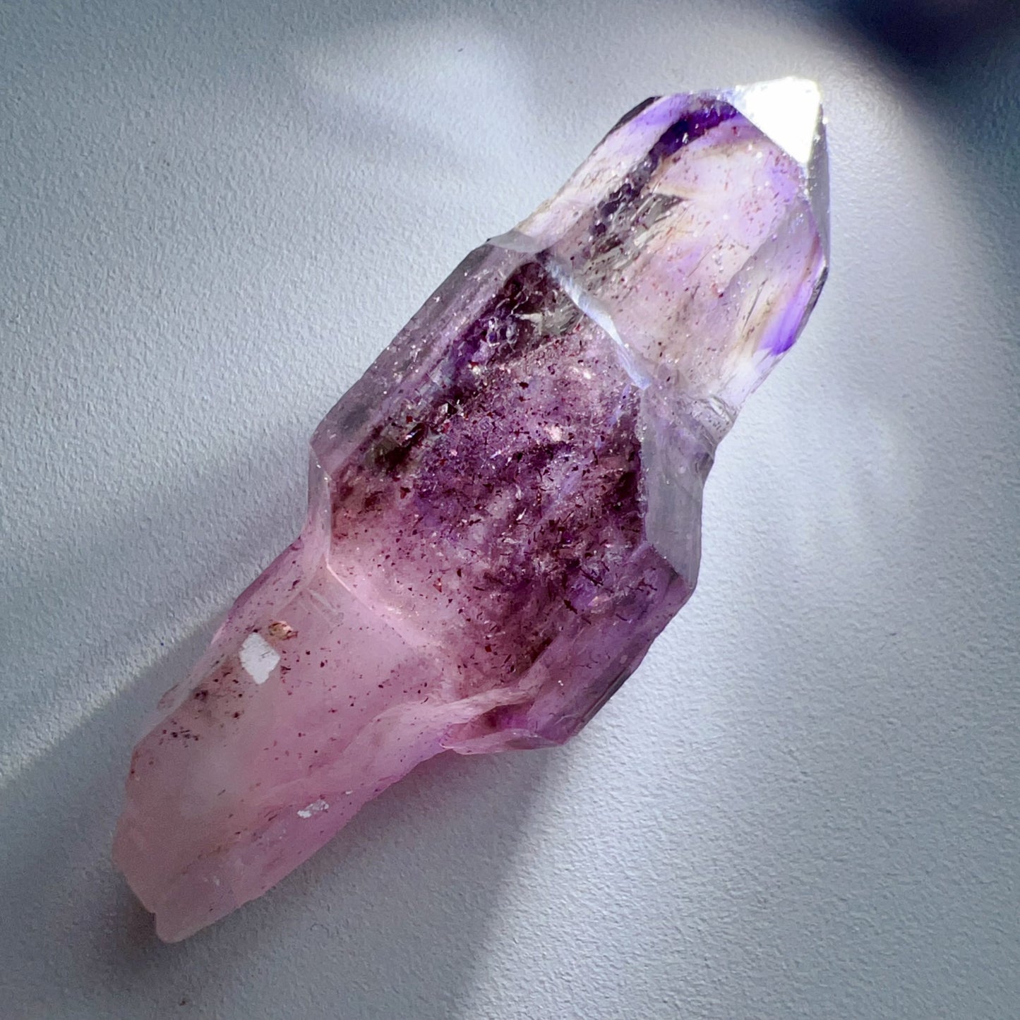 Genuine Super Seven Crystal Rough Stone 17.3G | Rare Perfect Scepter Shape | Healing Pocket Stone With Amethyst, Clear Quartz, Smoky Quartz, Cacoxenite, Rutile, Goethite, And Lepidocrocite