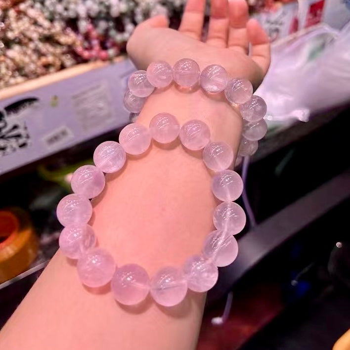 Large Rose Quartz Bracelet – 14Mm+ Stones For Love, Harmony, Relationships