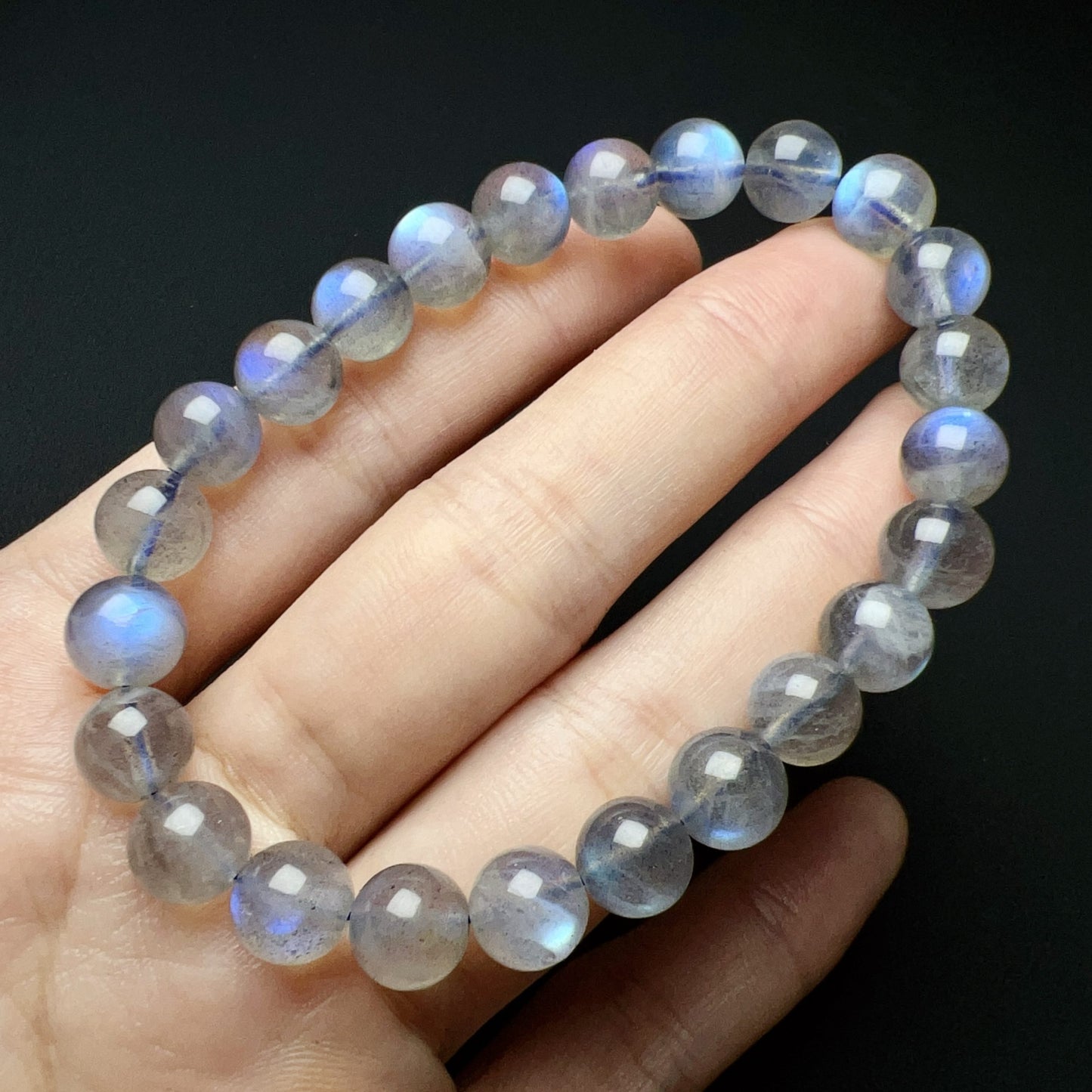8Mm Natural Blue Flash Labradorite Bracelet For Intuition, Emotion Control And Nightmare Relief