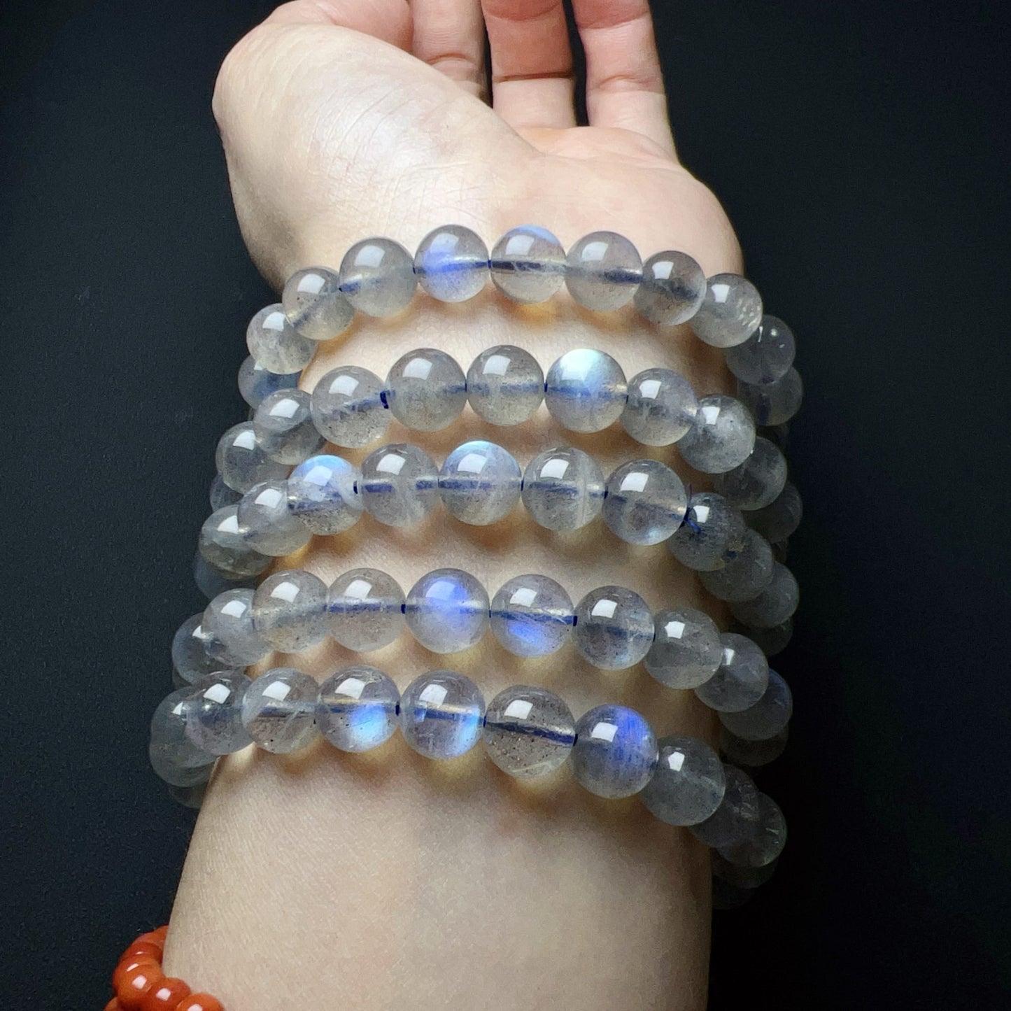 8Mm Natural Blue Flash Labradorite Bracelet For Intuition, Emotion Control And Nightmare Relief