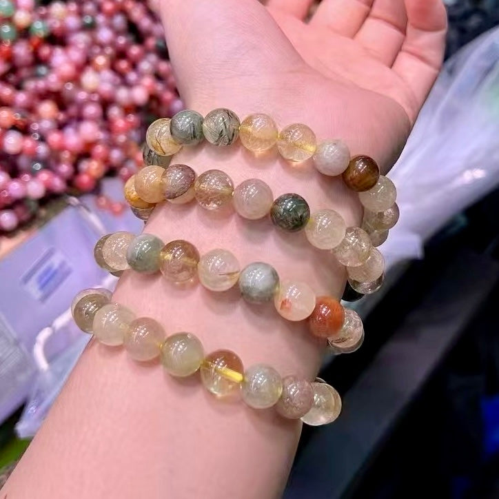 Protection, Good Fortune – 10Mm+ Assorted Rutilated Quartz Energy Bracelet