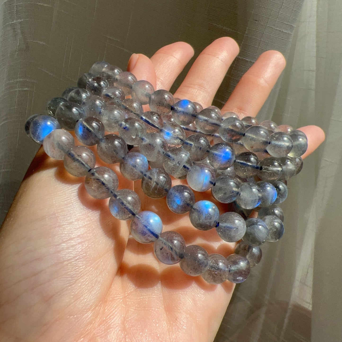 8Mm Natural Blue Flash Labradorite Bracelet For Intuition, Emotion Control And Nightmare Relief
