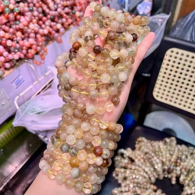 Protection, Good Fortune – 10Mm+ Assorted Rutilated Quartz Energy Bracelet