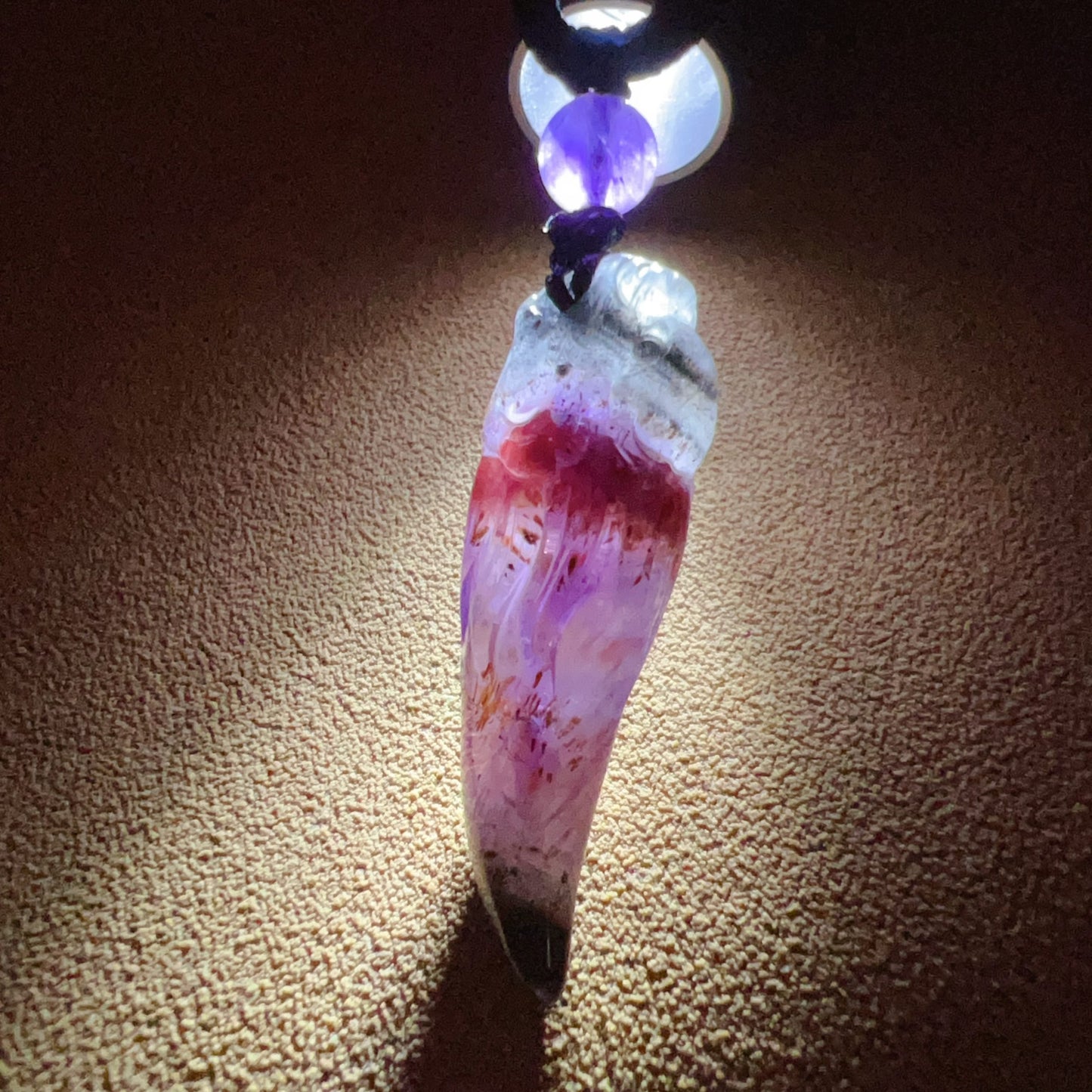 Premium 4-Color Auralite 23 Pendant Necklace | Hand-Carved Seven Chakra Healing Jewelry | Unique Crystal Gift