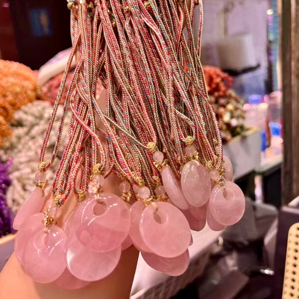 Natural Rose Quartz 30Mm Circle Pendant Necklace For Love, Healing, And Emotional Balance Copy