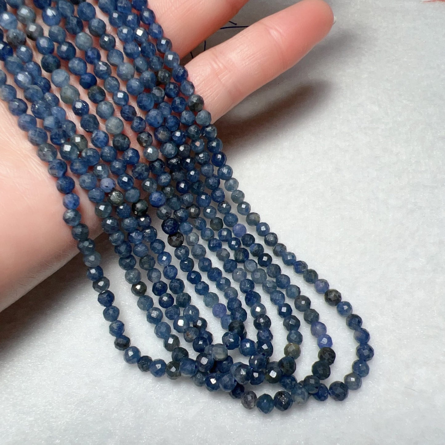 4Mm Natural Faceted Sapphire Bead Strands For Diy Jewelry Projects
