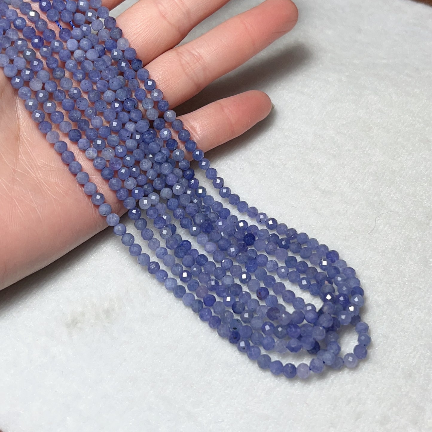 4Mm Natural Faceted Violet Tanzanite Round Bead Strands For Diy Jewelry Project