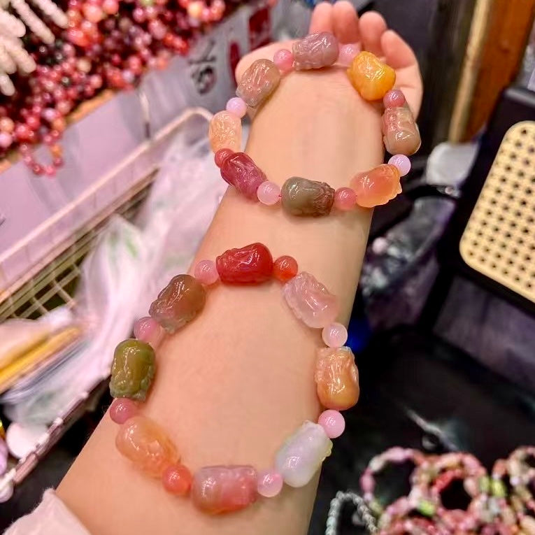 Natural Yanyuan Agate Pixiu Bracelet – Handmade Healing Jewelry For Emotional Balance, Confidence