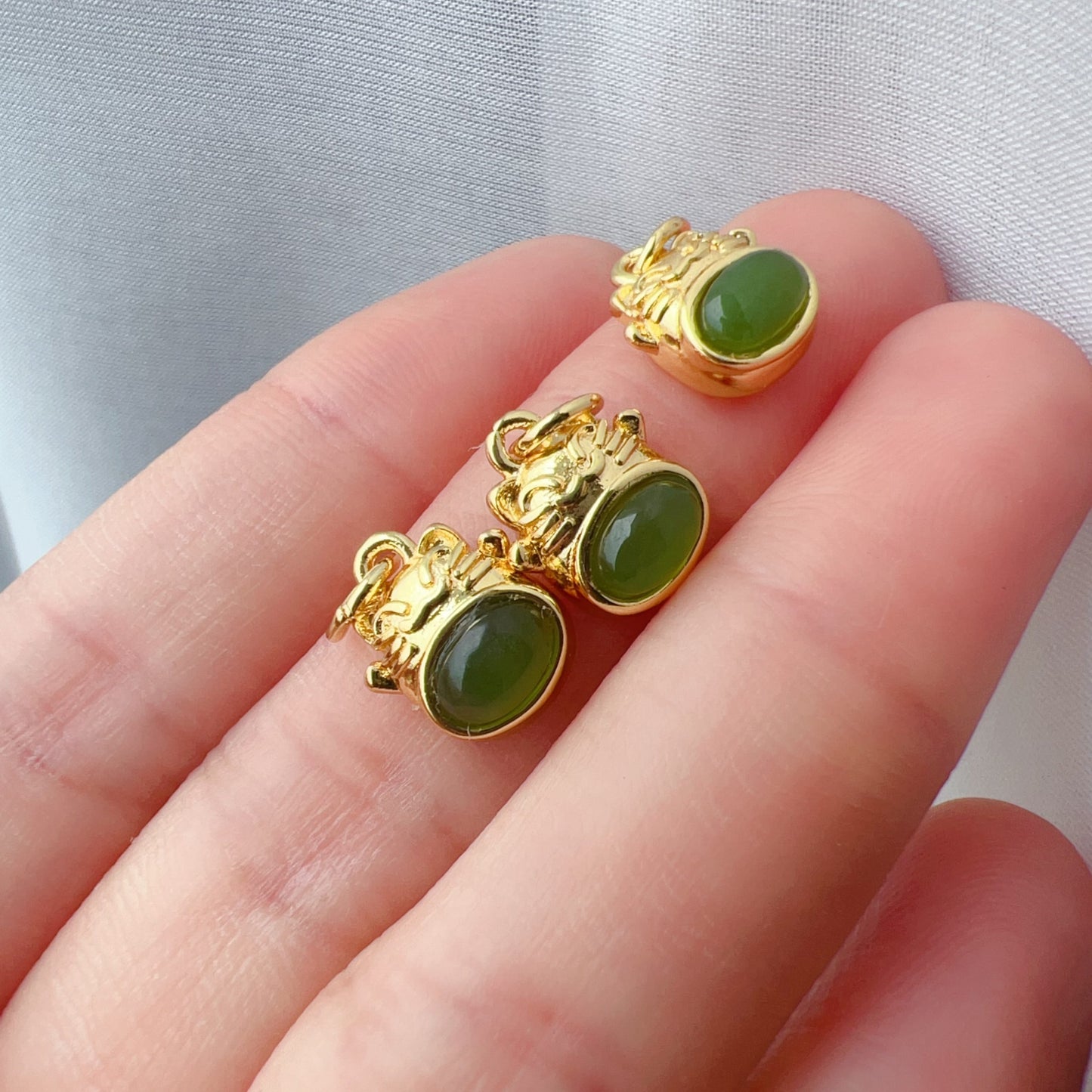 Natural Green Nephrite Maneki Neko Pendant – Adorable Diy Jewelry Components For Unique Craft Projects