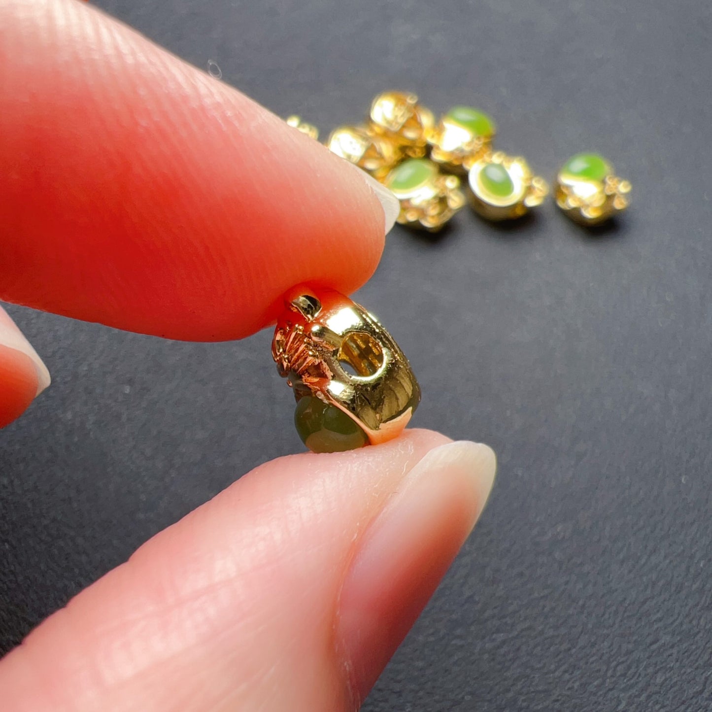 Natural Green Nephrite Maneki Neko Bead Charms – Adorable Diy Jewelry Components For Unique Craft Projects