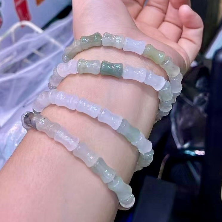 Natural Xinjiang Turquoise Bamboo-Shaped Bracelet – For Spiritual Protection And Good Fortune