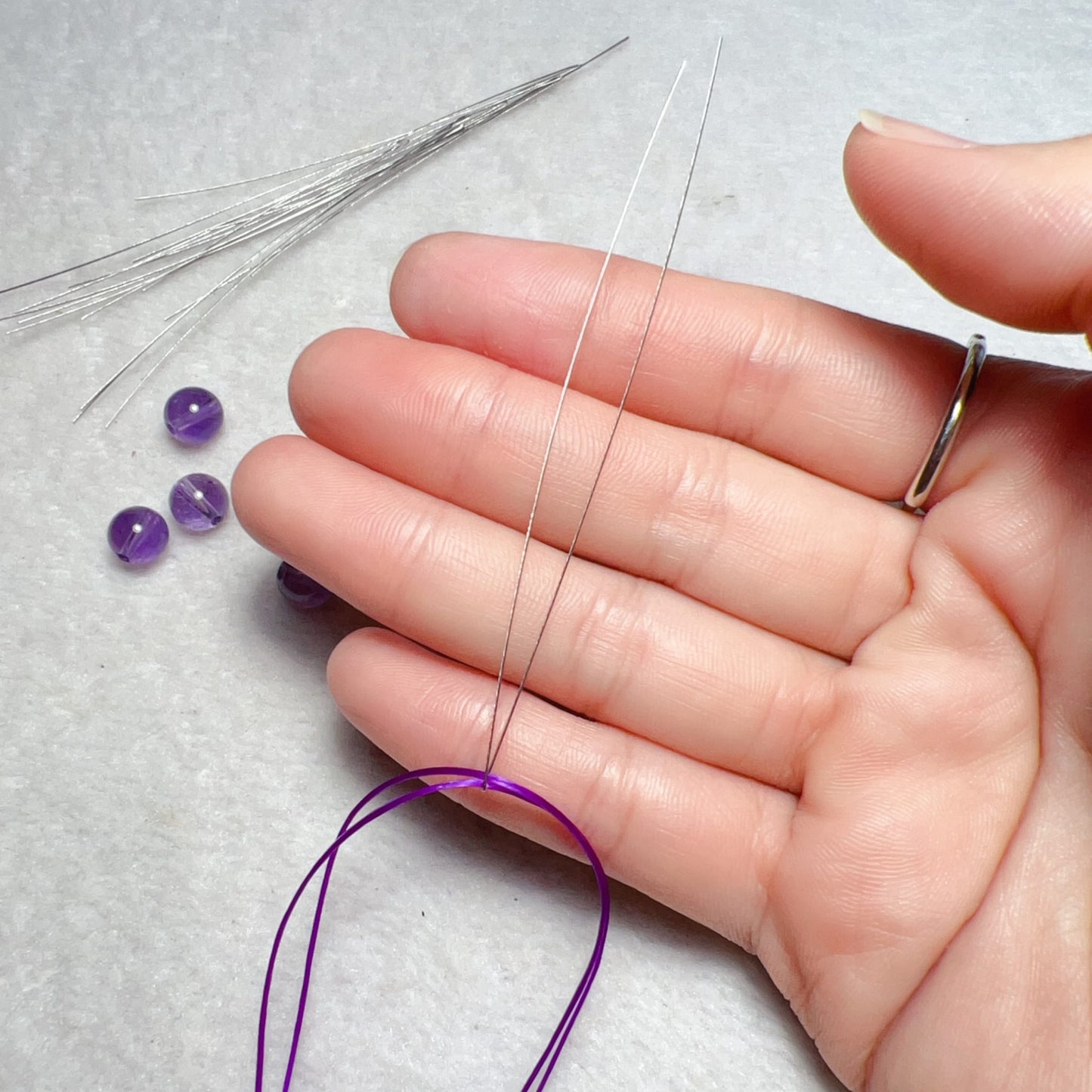 Set Of 10 Open-End Beaded Needles With Box | 0.3Mm Steel Wire Diy Jewelry Making Tools