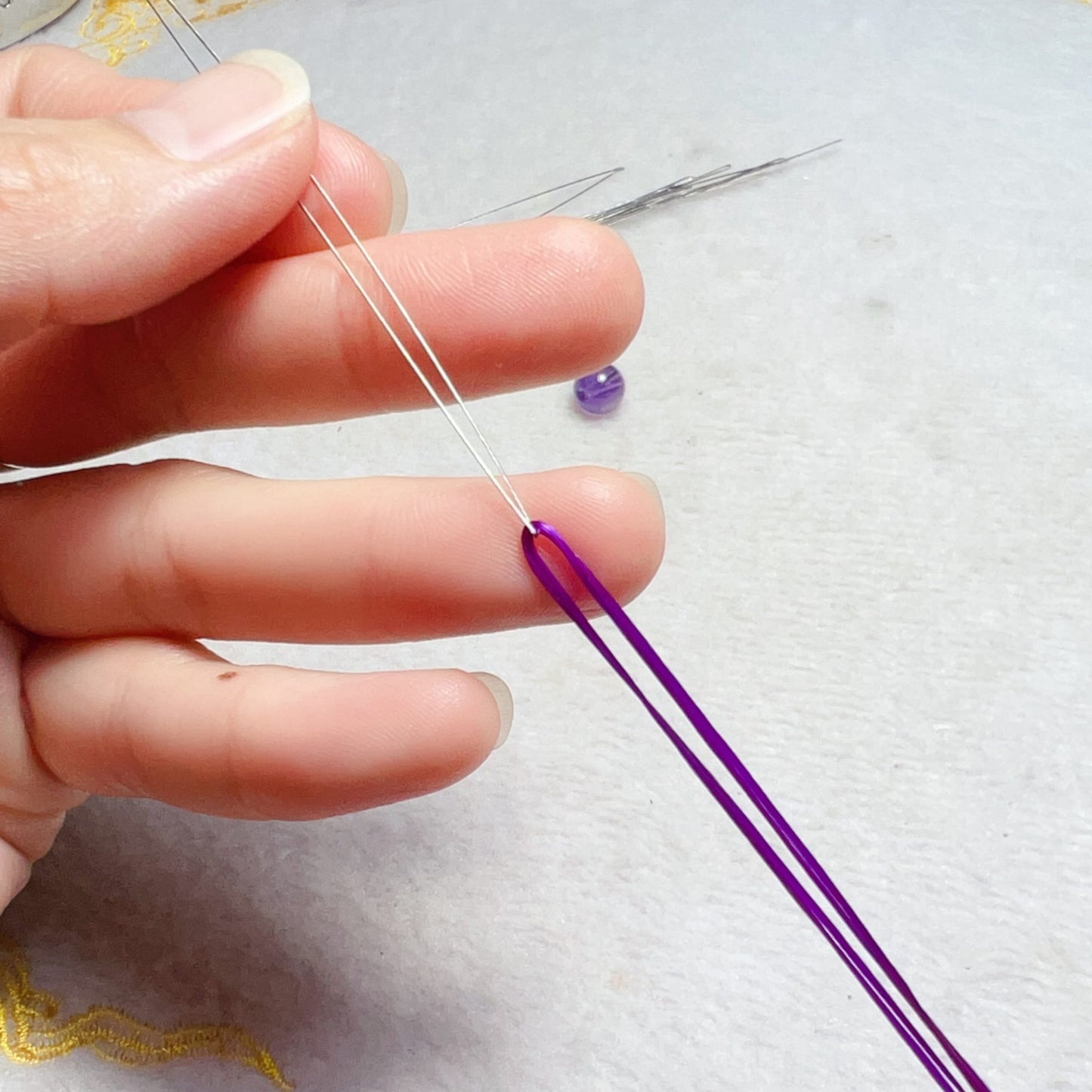 Set Of 10 Open-End Beaded Needles With Box | 0.3Mm Steel Wire Diy Jewelry Making Tools