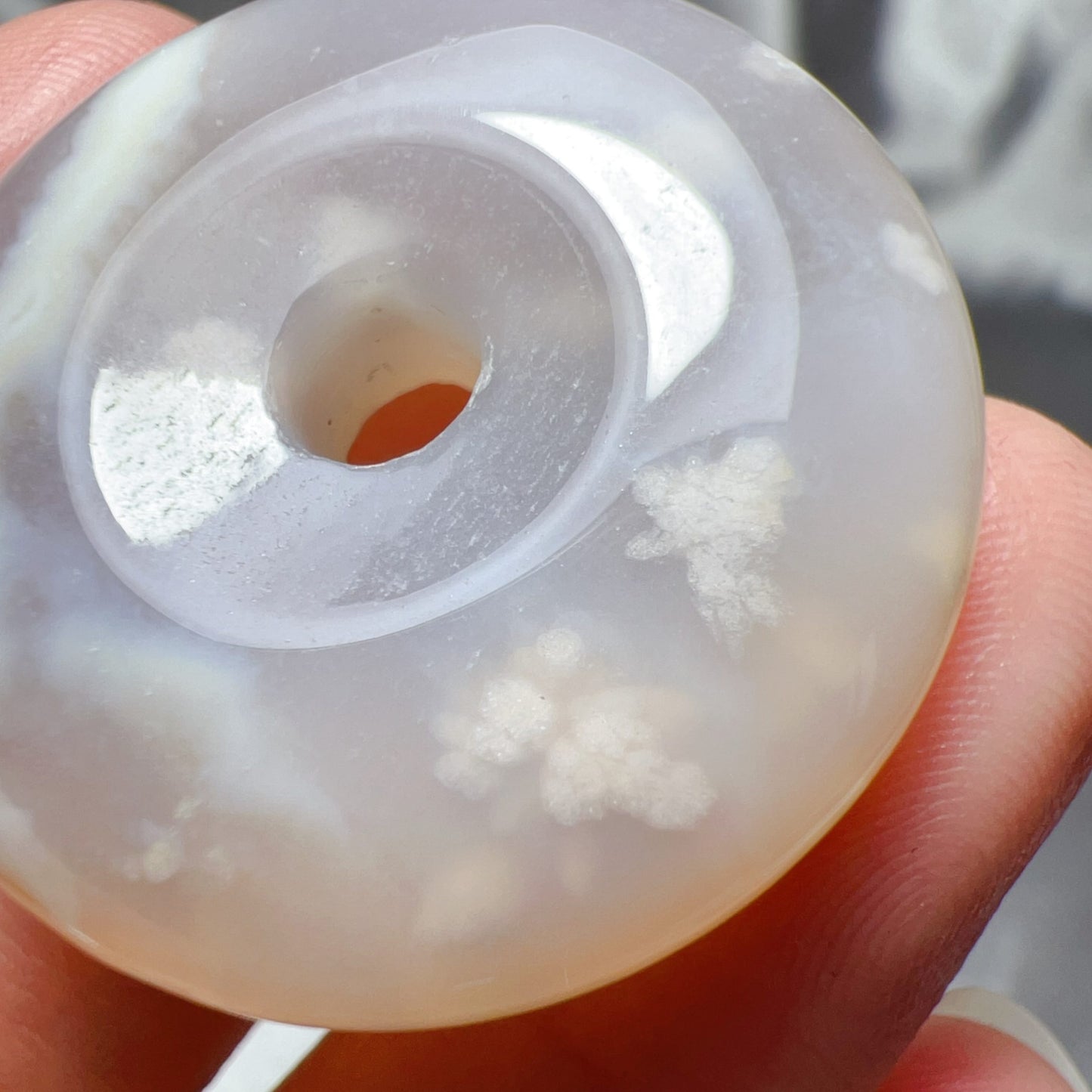 Natural Creamy Cherry Blossom Agate Amulet Pendant | Sakura Agate Jewelry Findings For Diy Projects
