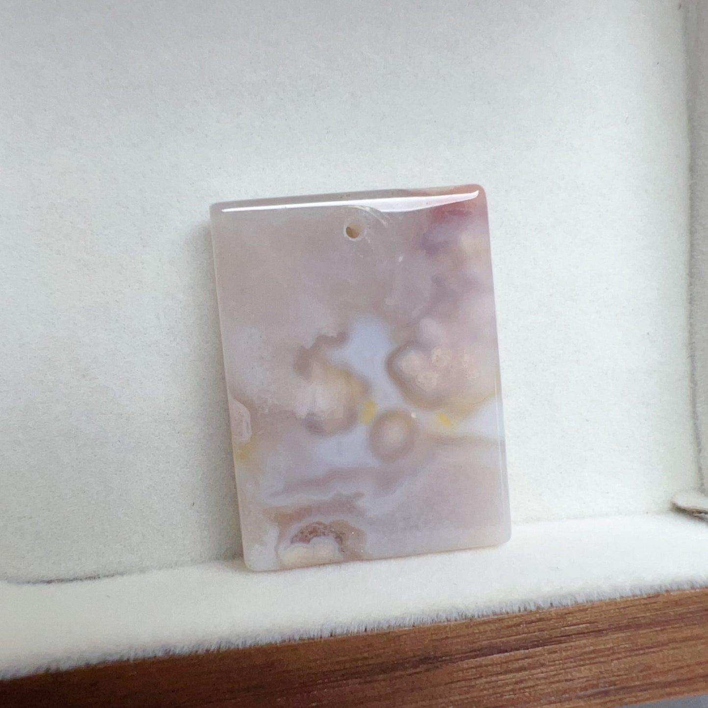 Cherry Blossom Agate Flat Pendant | Sakura Agate Jewelry Findings For Diy Projects