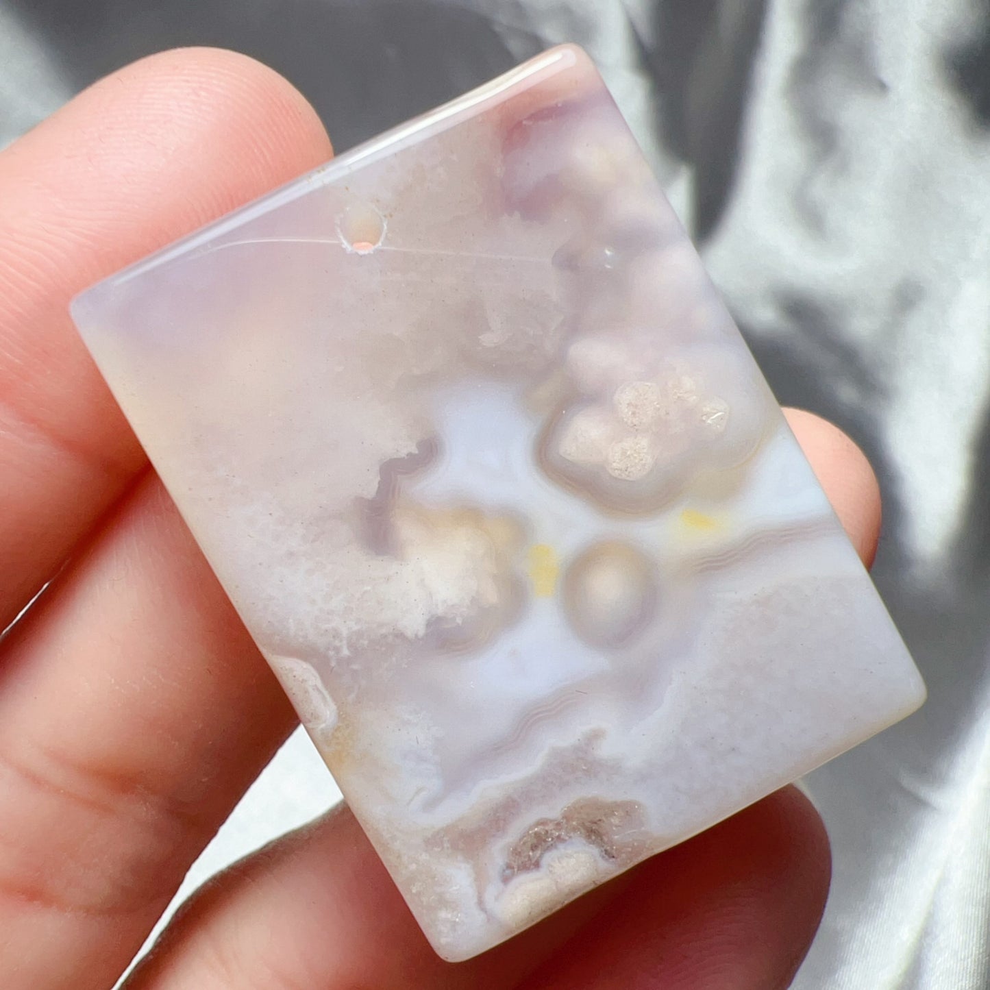 Cherry Blossom Agate Flat Pendant | Sakura Agate Jewelry Findings For Diy Projects