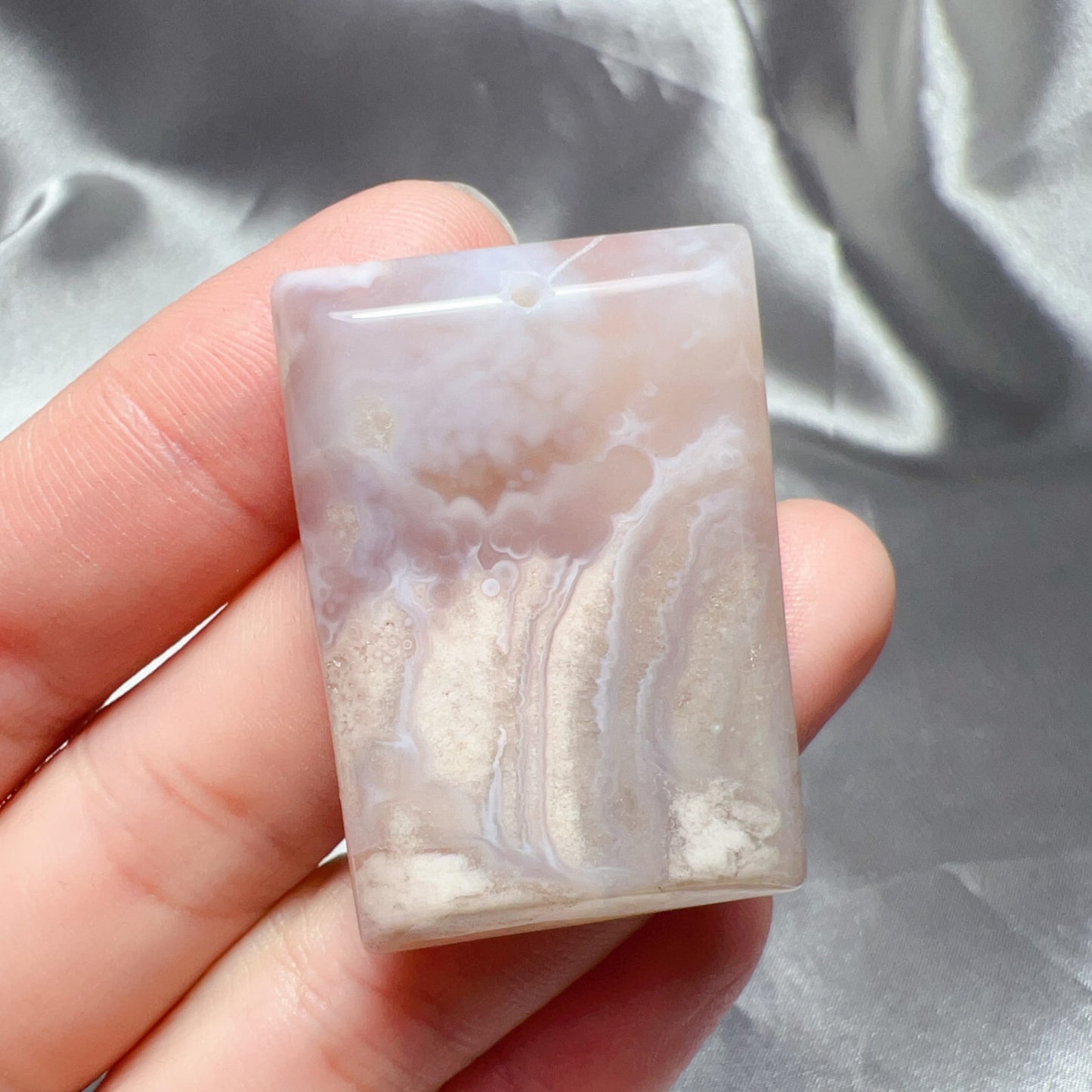 Natural Cherry Blossom Agate Flat Pendant | Sakura Agate Jewelry Findings For Diy Projects