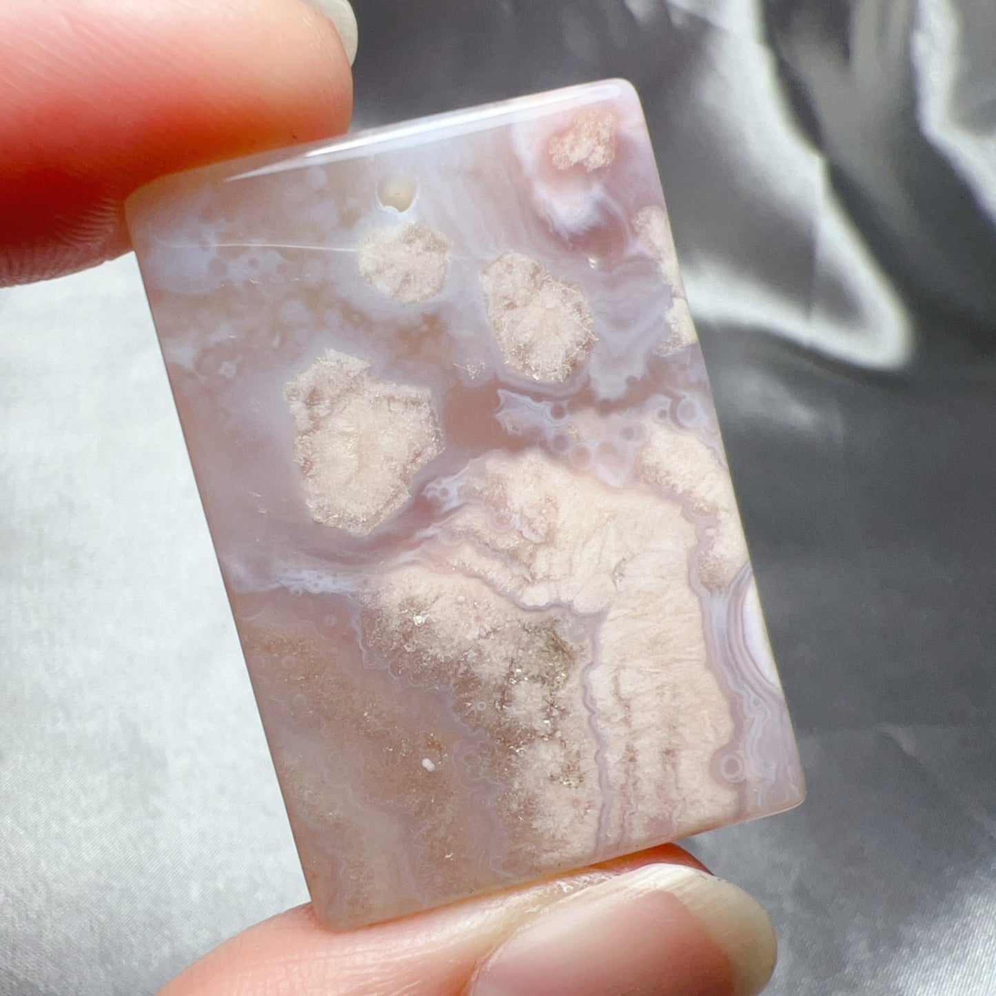Natural Cherry Blossom Agate Flat Pendant | Sakura Agate Jewelry Findings For Diy Projects