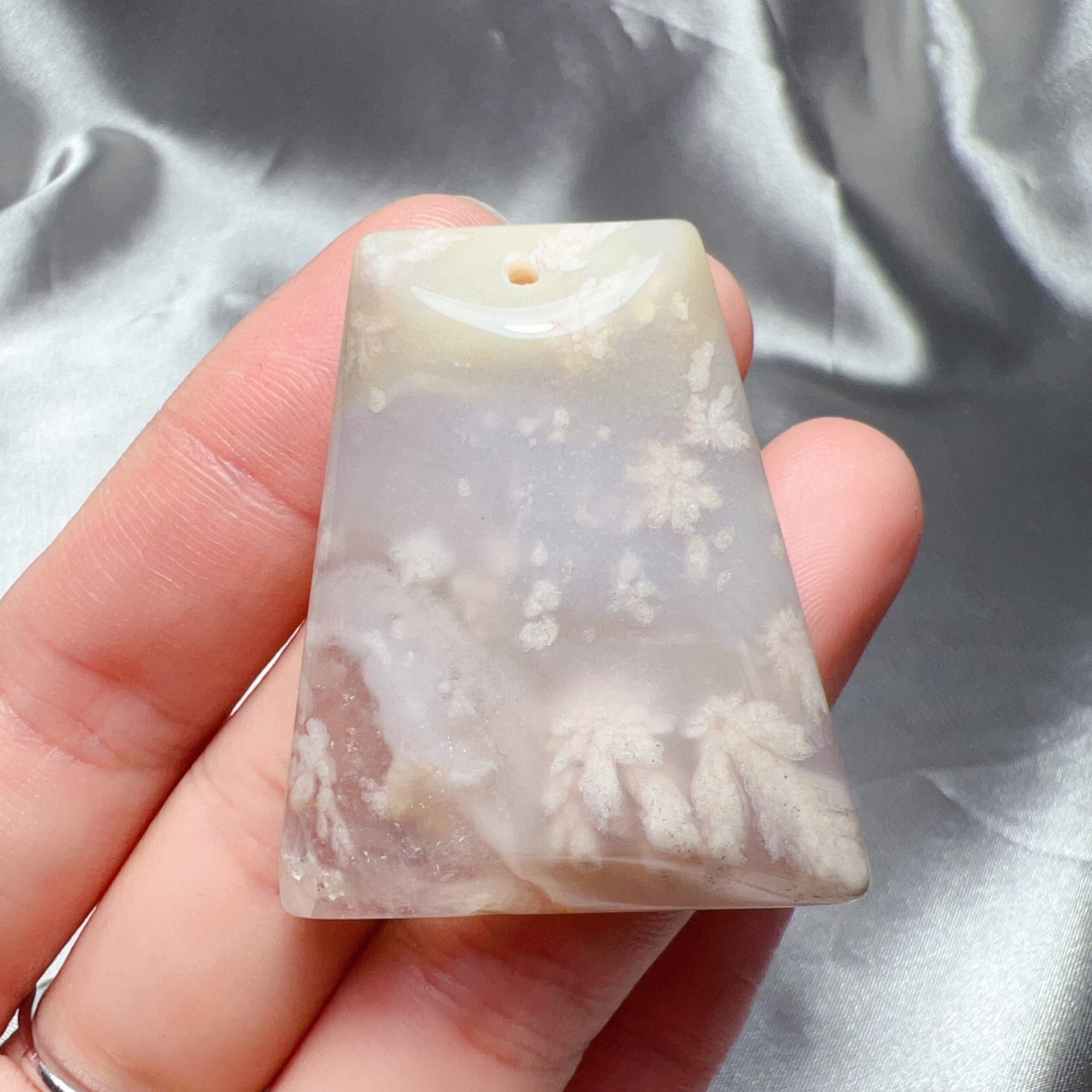 Natural Cherry Blossom Agate Unique Flat Pendant | Sakura Agate Jewelry Findings For Diy Projects