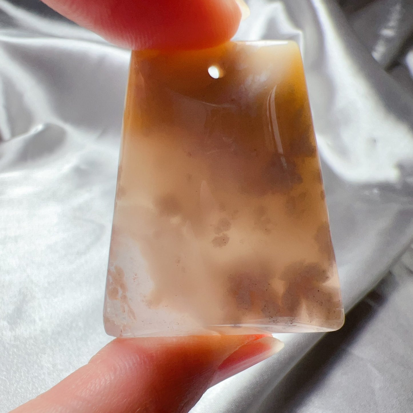 Natural Cherry Blossom Agate Unique Flat Pendant | Sakura Agate Jewelry Findings For Diy Projects