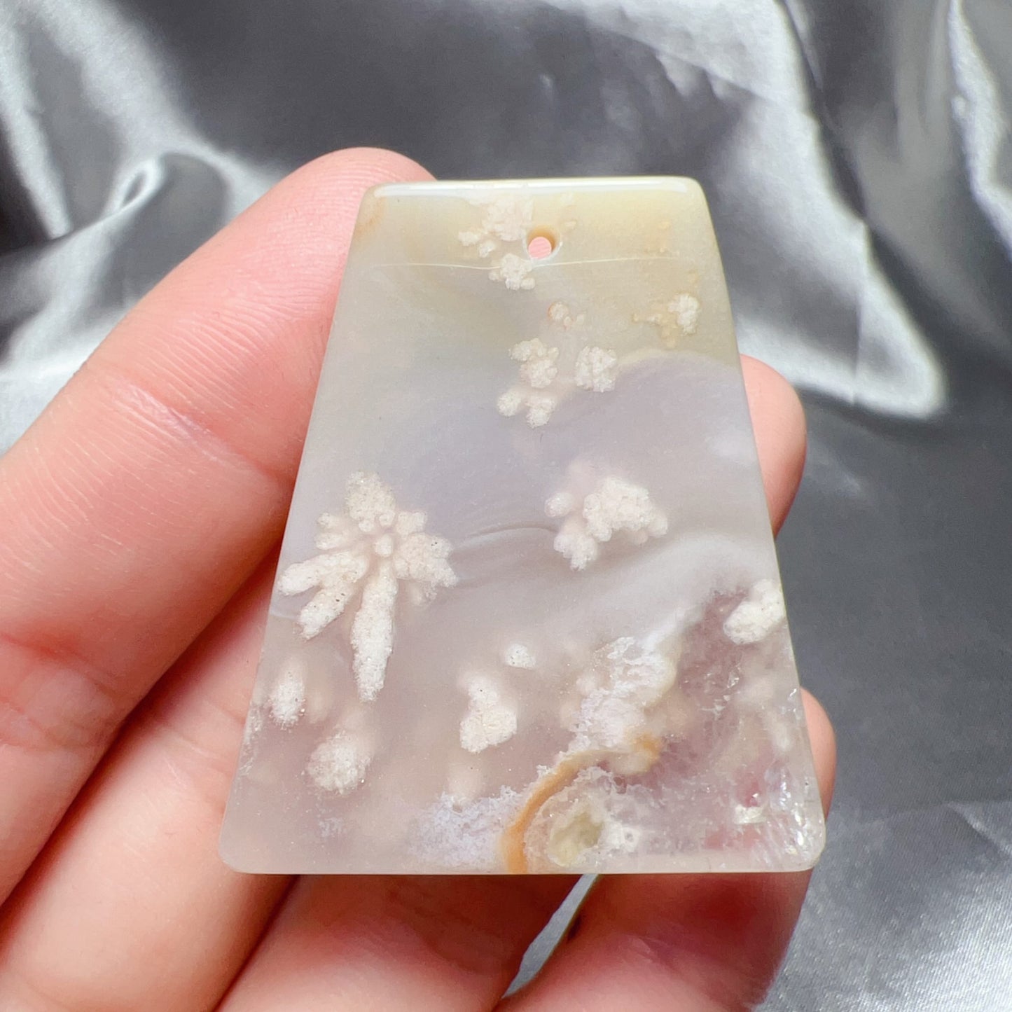 Natural Cherry Blossom Agate Unique Flat Pendant | Sakura Agate Jewelry Findings For Diy Projects
