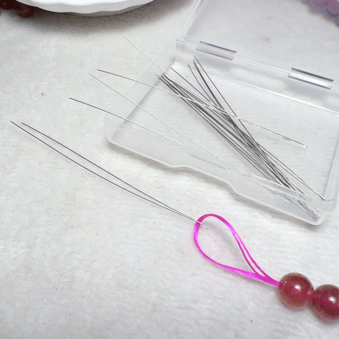 Set Of 10 Open-End Beaded Needles With Box | 0.3Mm Steel Wire Diy Jewelry Making Tools
