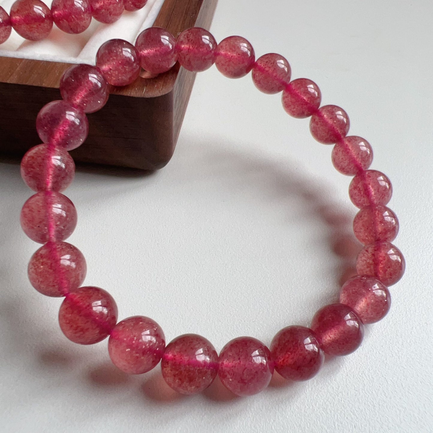 Sparkling Strawberry Quartz Bracelet For Heart Chakra Healing | Reiki Infused | Ideal Holiday Gift