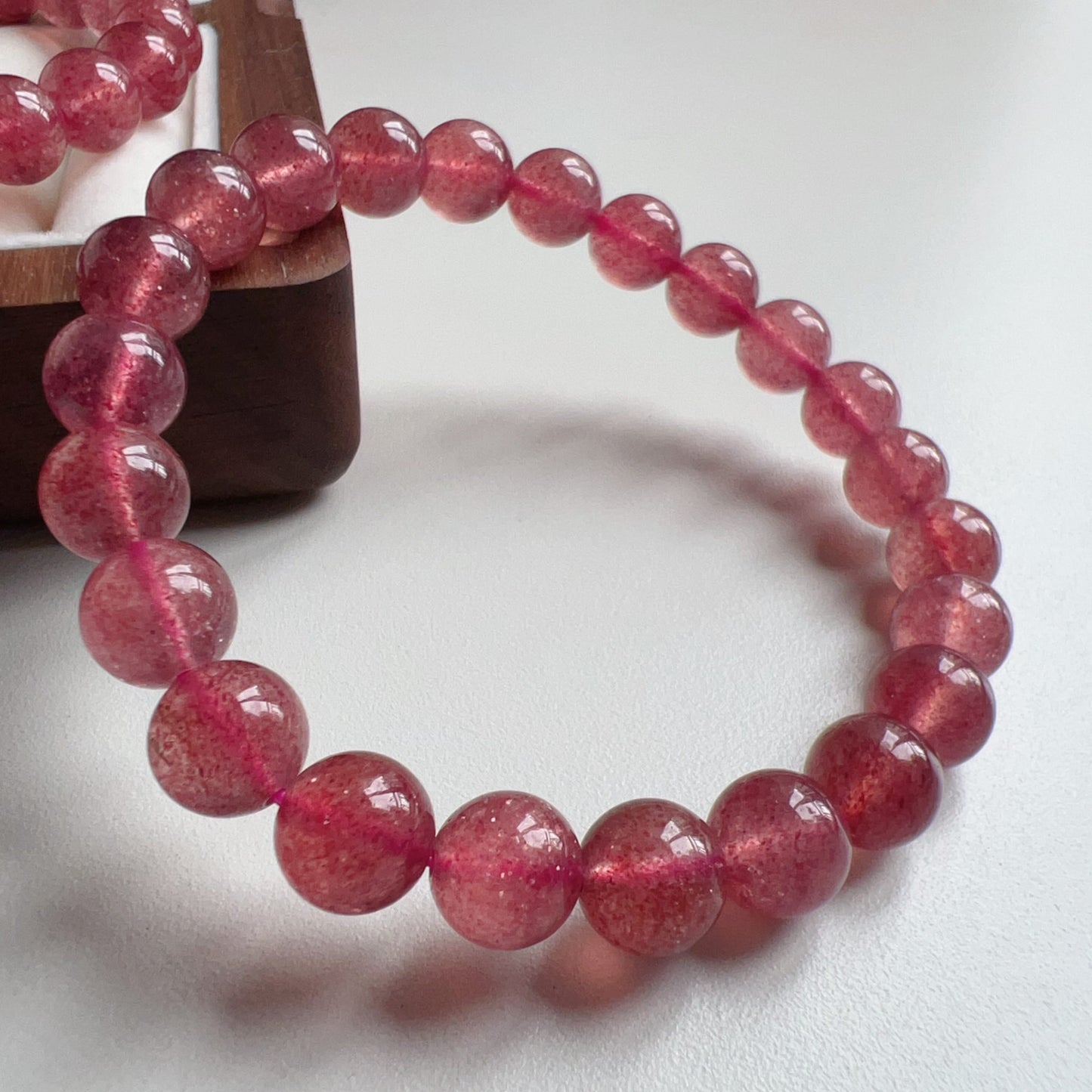 Sparkling Strawberry Quartz Bracelet For Heart Chakra Healing | Reiki Infused | Ideal Holiday Gift