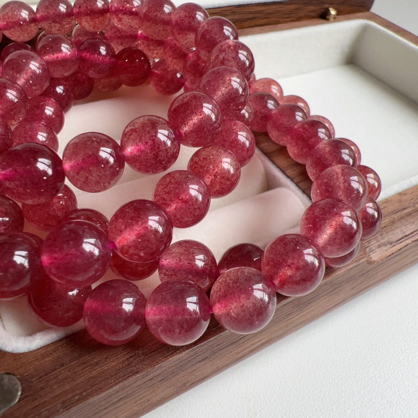 Sparkling Strawberry Quartz Bracelet For Heart Chakra Healing | Reiki Infused | Ideal Holiday Gift